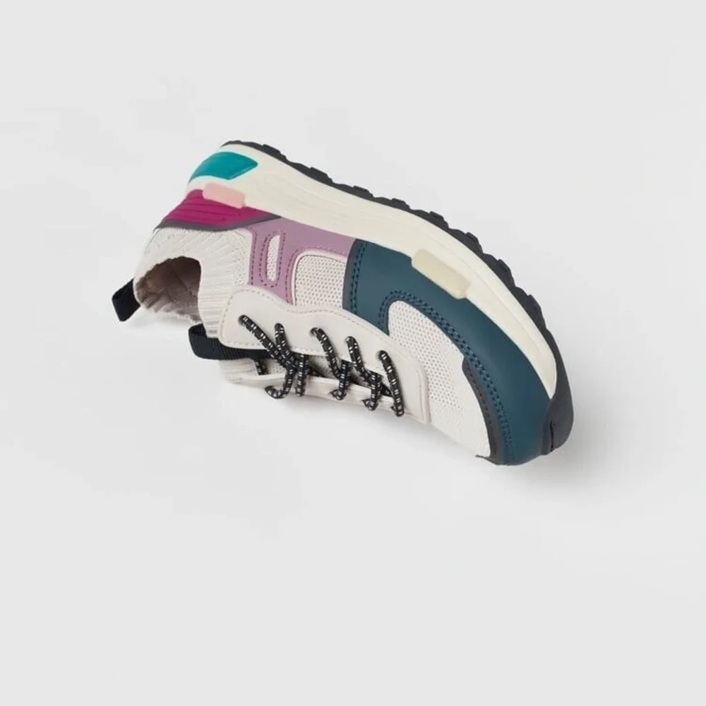 NWT. Zara Kids Multi Color Sock Style Sneakers. Size 3,5, 5. - Picture 4 of 7